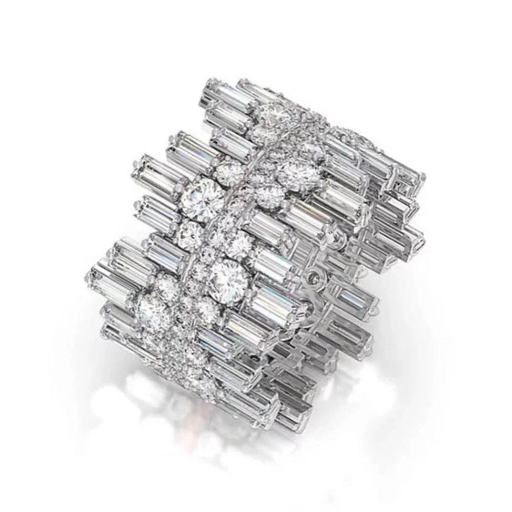 NEW Luxury Micro Paved Round Square Diamond Ring - Picture 7 of 7